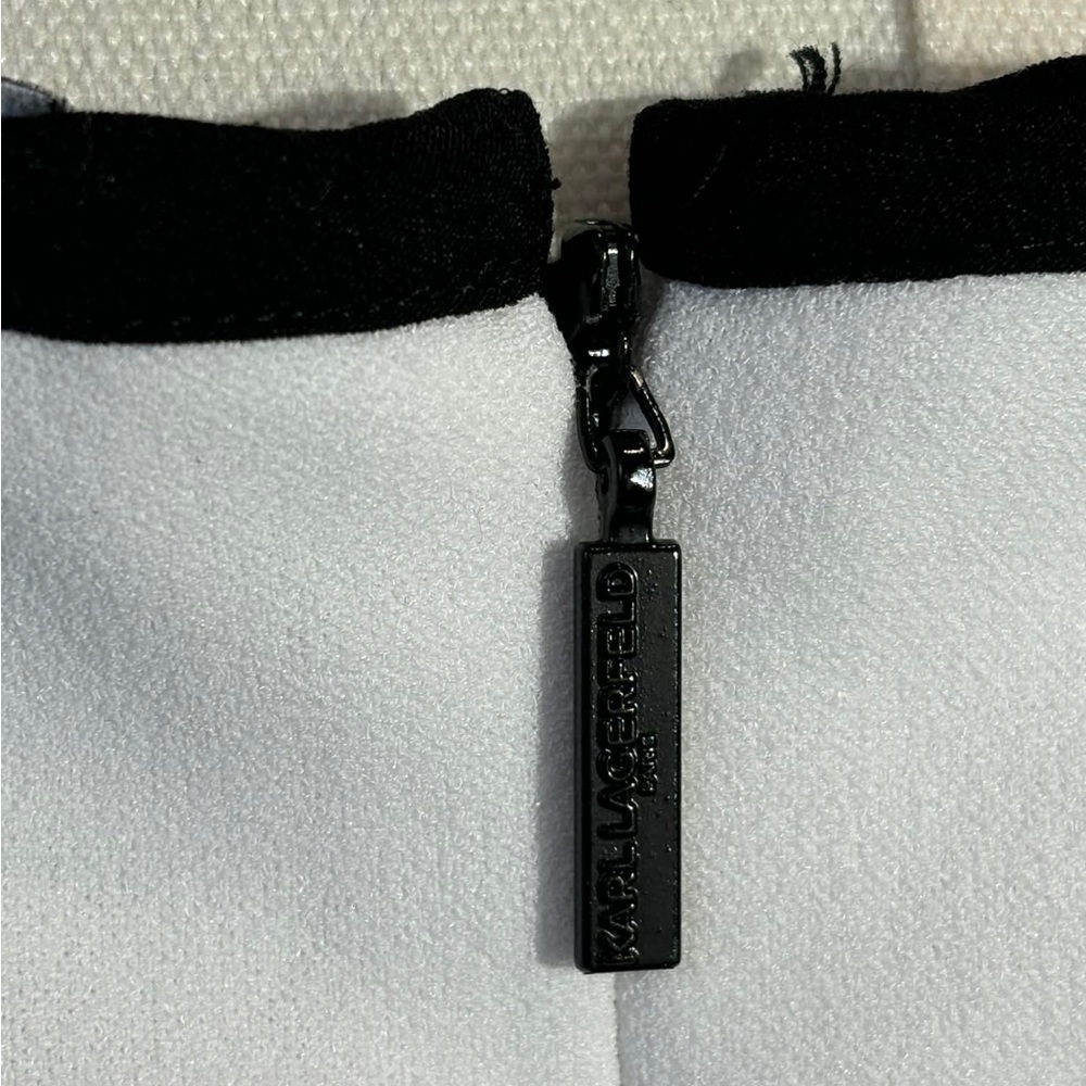 Karl Lagerfeld Paris Contrast Trim A Line Dress - Picture 6 of 7